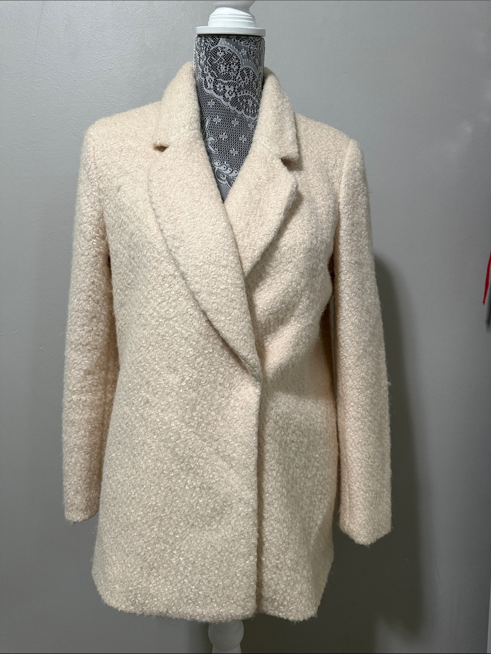 Forever 21 Cream Bouclé Pea Coat